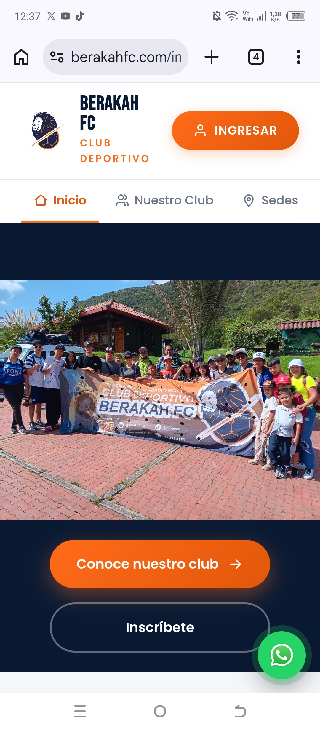 Berakah fc estrena página web